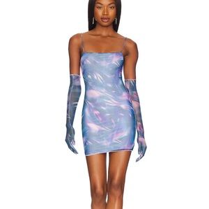 NWT Superdown Jasper Glove Mini Dress in Blue Multi XS